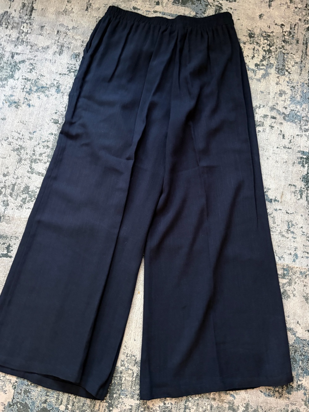 Sleeveless Navy Square-Neck and wide leg pants linen blend set size large - Picture 10 of 11